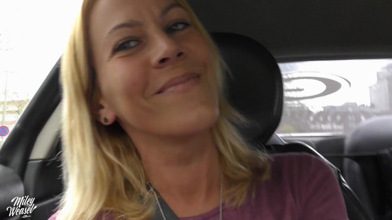 Miley Weasel: German Blonde Miley Weasel Assfucked in the Parkinglot