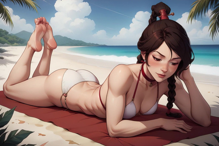 You top AI: Tai Lee har sex med en avatar på stranden