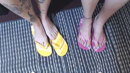 Abby Anna: Double flip flop foot fetish play