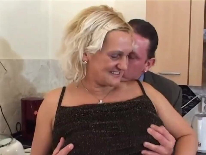 My porn family: Big boobs blonde milf hairy pussy fucking in the kitchen