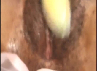 Vintage Usa: Hairy vintage black pussy banana penetrated in pussy in mouth