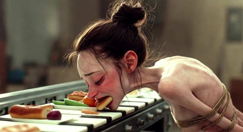 YOUR BEST FANTASY: Extremely Skinny Girl Bound - Stuffed with Food Until Full