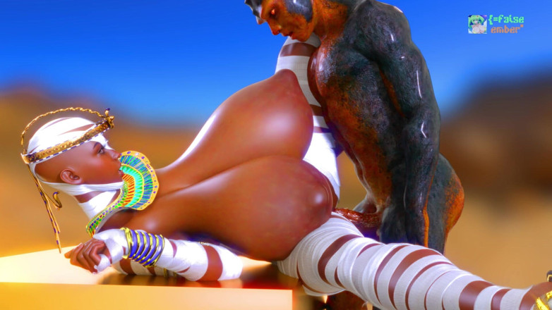 False Ember: La antigua reina momia con enormes tetas colgantes pesadas lleva...