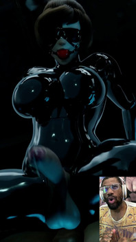 Mei Is a Tasty Sexy Futa Cock Pre-cumming BDSM Latex Ball Gag Blindfold Wearing Queen