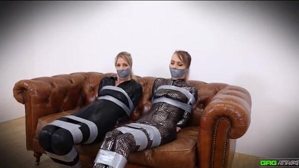 Gag Attack: Chloe & Rebecca - catburglars in tape bondage