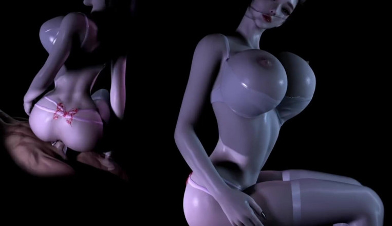Anime strip club: Une pute asiatique aux seins énormes en 3D secoue son gros cul