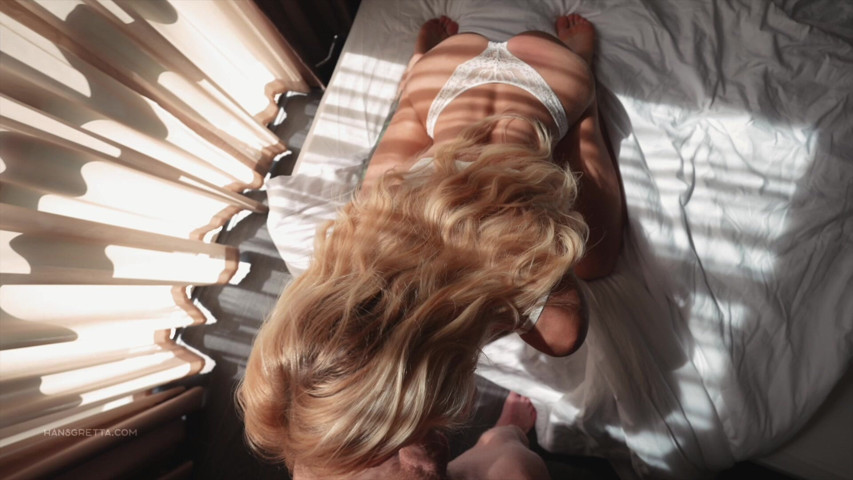 POV Quick Doggy Style Fuck with Hot Blonde in White Lingerie and Creampie (Hansel & Grettel)