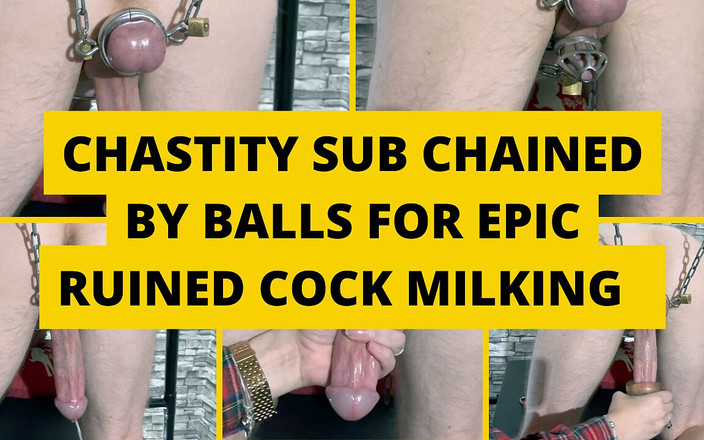 BJQueen and Rod: Sumisa de castidad encadenada por las bolas para un ordeño épico...