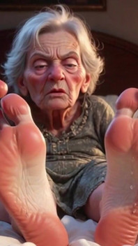 Submissive Mans Serving Old Granny's Ugly Feet - Humiliation