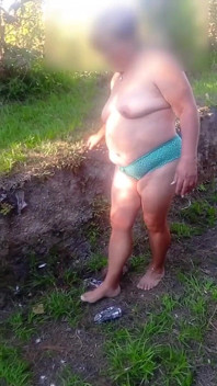 Mature MILF Walking Naked Outdoors