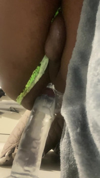 Black Solo Anal Sliding Green Jockmail Thong to the Side