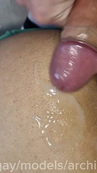 A Transvestite's Big Dick Let Him Fuck His Hole in Tights and a Skirt Covered in Cum