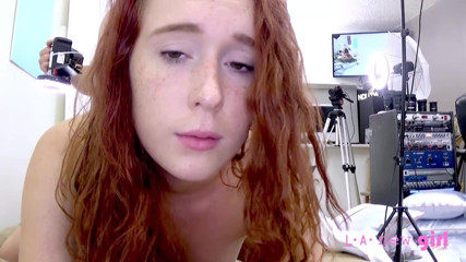 L.A. New Girl: Freckled redhead amateur fucks thick cock for a big cumshot...