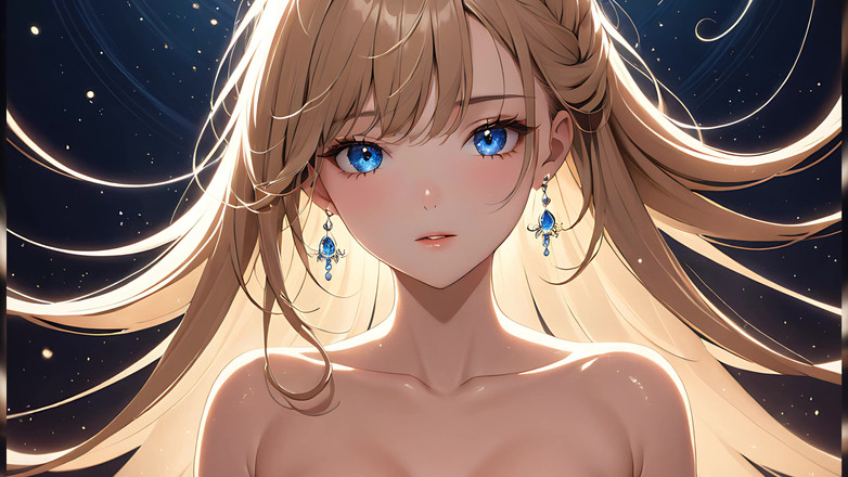 LustRender: Işığın girdapları: güzel genç bir kadın saçlarını bir kenara fırçalıyor