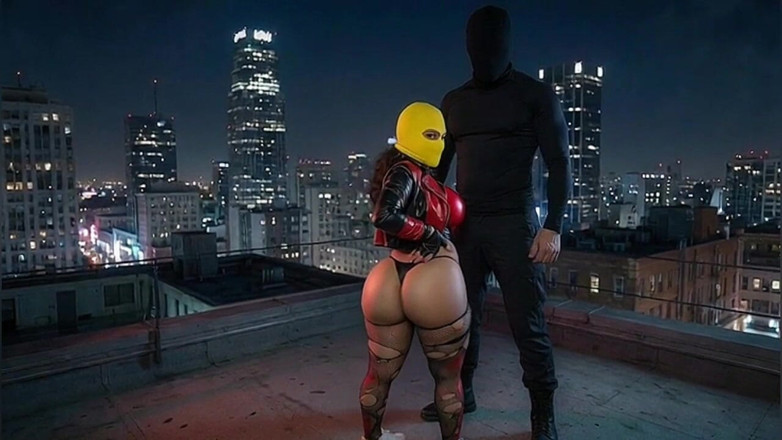 Animate golden: Tenger meisje met dikke kont in gele Balaclava gedomineerd op...