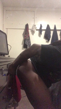 Black Male Booty Slides Thong to the Side Solo Anal Dildo Session