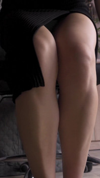 Secretary Legs Tease in Over the Knee Slit Skirt