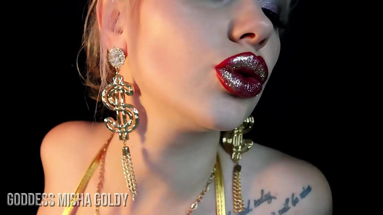 Goddess Misha Goldy: Lippenverslaving training! Word helemaal hersenspoeld! Goon &amp; aftrekbeurt 2