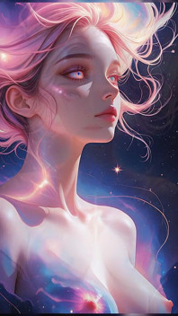 Diosa del sueño cósmico, mujer desnuda que flota en el surrealismo de fantasía Ai Art, presentación de diapositivas