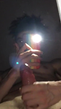 Boy Shoots Cum on Mirror