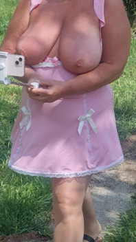 Me Walking Through the Olive Groves in Spain. I Pull My Tits Completely Out of the Sheer Pink Babydoll