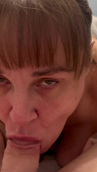 Mature Amateur Sucking the Cum Out of Her Friends Cock and Swallowing!