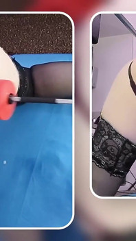 Big Dildo Anal Masturbation on the Fucking Machine