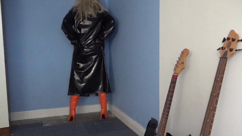 Leather Kirsten: Orange Leather Thigh Boots