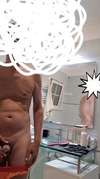 Getting Horny in My Orange Briefs and Jerking off with Cumshot on My Belly