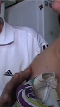 In the kitchen a mature man seduces the brunette girl with his big cock