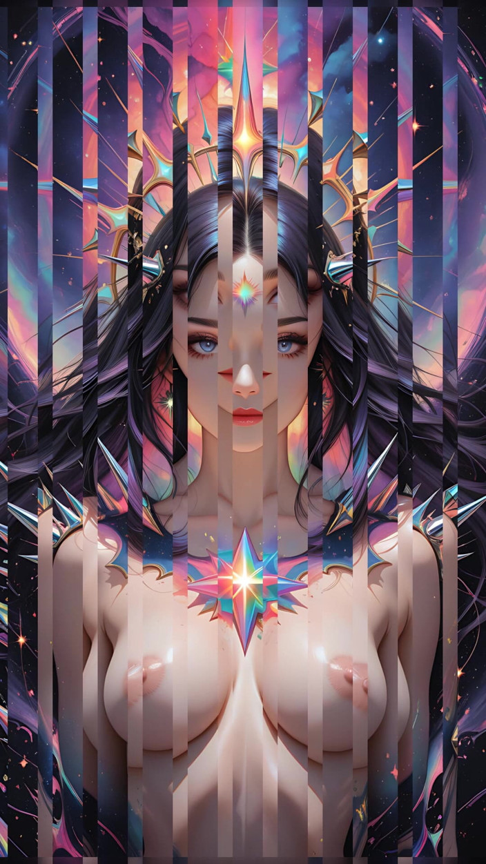 VelvetInk Studio: Shadow Oracle of the Void Storm cu Rainbow Prism Spikes...