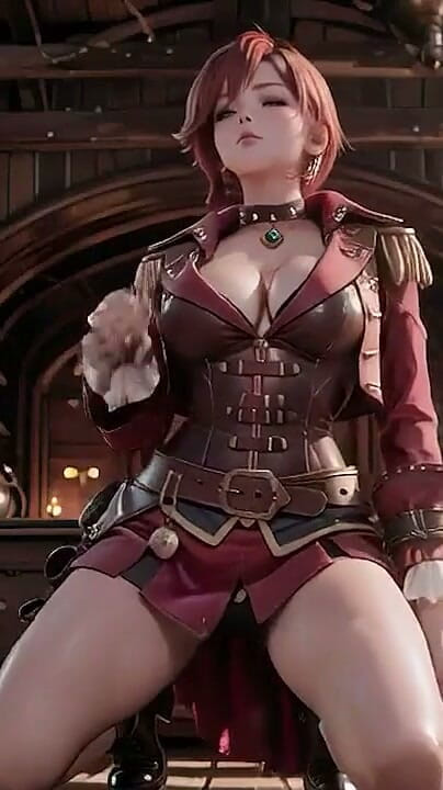 Seraphina Vale: Redhead Pirate Captain! Playing with Her Cutlass in a Vintage...