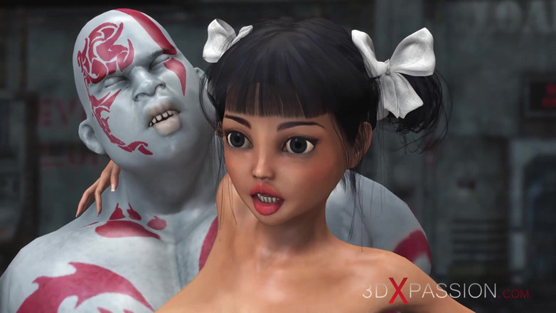 3dxpassion: Ngentot pantat. Gadis kampus perawan dan monster besar di zona...