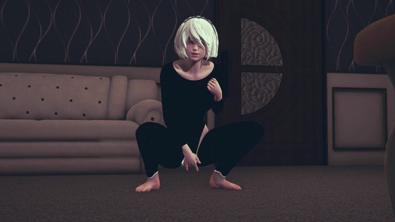 Waifu club 3D: 2b stöhnen und masturbiert ihre muschi