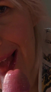 Blonde Roommate Sucks Cock and Catches All the Cum