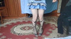 Soft Feminine Femboy Turning Around in Fluffy Robe