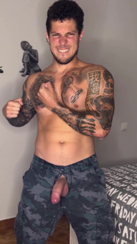 My Big Cock Cums in Military Outfit with No Touch