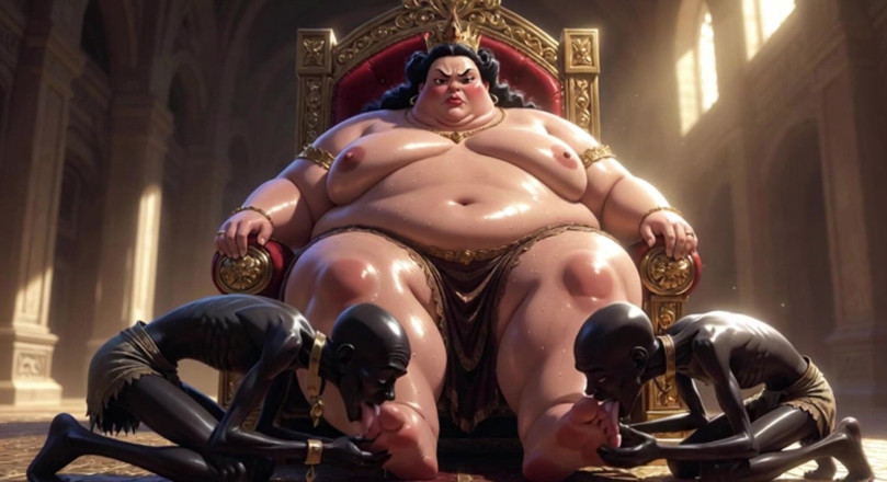 Anime Hentai: Huge BBW Mistress Foot Worship - Slaves Licking Her Feet to...