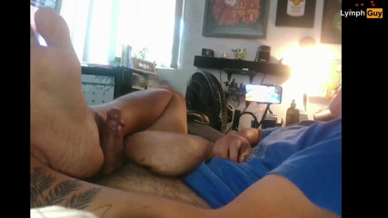 Lymph Guy: Disabled guy maturbates with his foot and fat