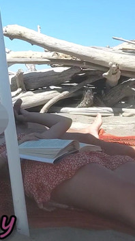 Public Handjob! Teacher Gives Her Student a Handjob on a Nude Beach!