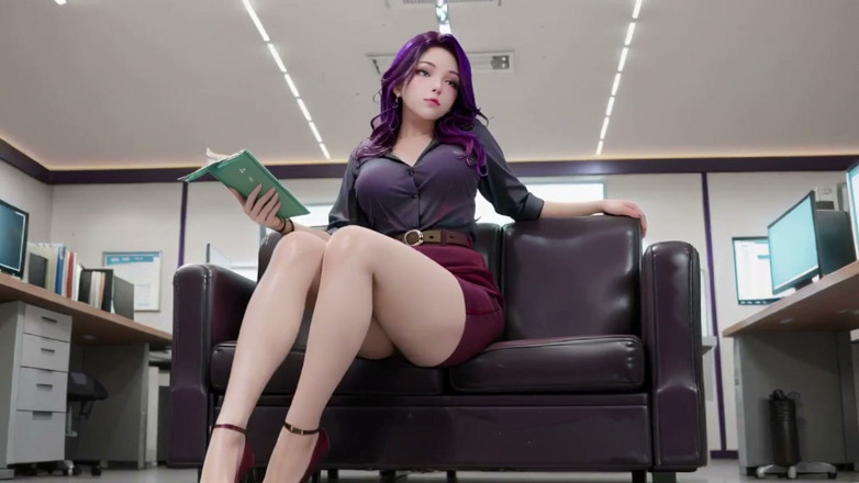Seraphina Vale: Purple-haired Boss Office Taboo!
