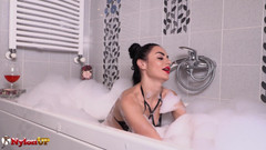 FootFetish Girls With Sex Toys and Nylons: Sensual Goddess Ambra Seduces You in the Bathtub