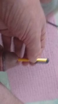 Daddy Stands on the Toilet and Plays with His Penis but a Pen
