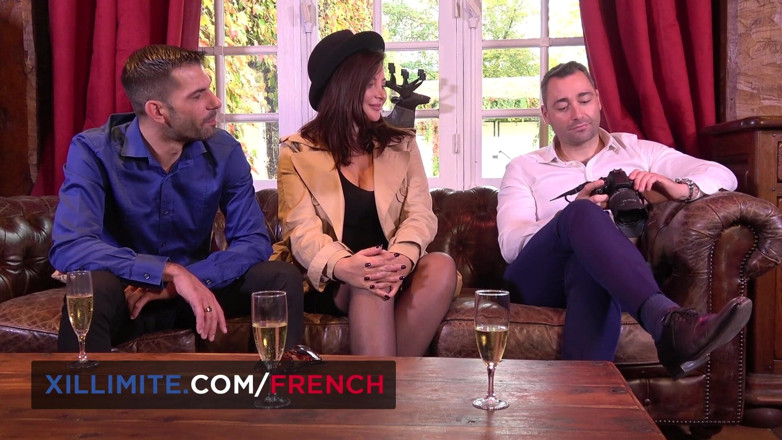 French girls at work: Busty babe handles 2 dicks in a wild DP