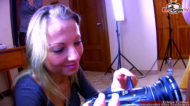 EroCom: Petite blonde with small tits shoots an amateur porn