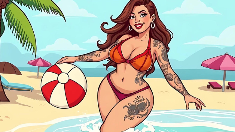 AI Porn: Ragazze con un bikini tatuato e sexy