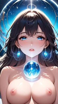 Whispers of Magic - fille d’intelligence artificielle et orb rougeoyant