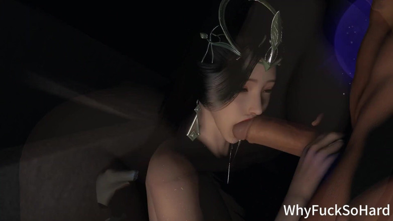 Why fuck so hard: 3D Cosplay Asian Wife with Sexy Dress Sucking the Big...