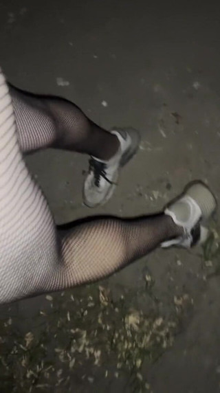 Apomit: Night walking in pantyhose close road teen boy flash no...