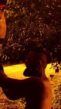 Sub Is Restrained and Used by Bearded Master in a Public Park.